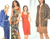 90s Plus Size Pattern, UNCUT, Simplicity 7687, Size 20-24, Loose-fitting Over Shirt & Pullover Slim Fit Dress in Two Lengths