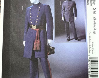 Men's Civil War Costume Pattern, UNCUT, McCall's 4745, Size 34-44 or 46-56, For Northern and Southern Armies, Fitted Coat, Pants
