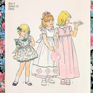 Girl Dress Pattern, Simplicity 6686, Size 4 (child), 70s  Dress & Pinafore Pattern