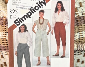80s Pleated Pants Pattern, UNCUT, Simplicity 5572, Size 10, Ladies Pleated Pants Two Lengths & Knickers