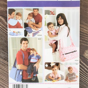 Diaper Bag Pattern, UNCUT, Simplicity 2924, Diaper Bag, Changing Pad, Burp Cloth. Tummy Pillow, Bib, Pacifier Clip