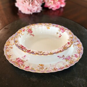 Spode Irene Platter & Oval Server Bowl, Delicate Pink Floral China