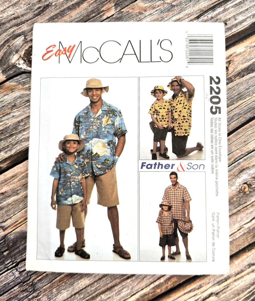 Father Son Pattern Father and Son Vacation Clothes Pattern, UNCUT, Mccall's 2205, Size ...