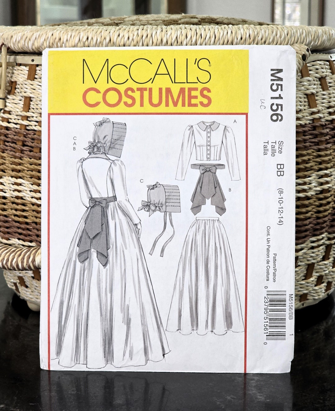 Colonial Costume Pattern, UNCUT, Mccall's 5156, Size Misses 8-14 ...