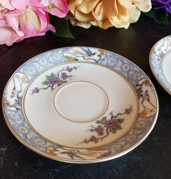 Ming Pattern with Black Stamp On Sale Lenox Fine China 10 inch Dinner,Chop Plate Birds,Floral,Scroll On Cream Elegant Dining
