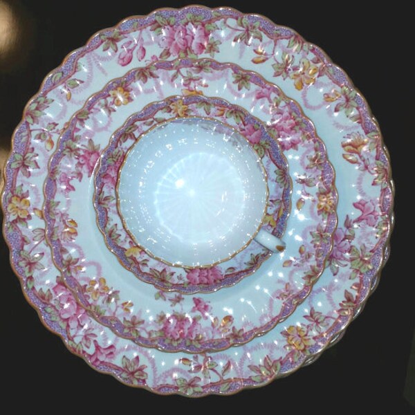 Spode Irene Dinnerware 15 Pieces, Spode Pink Floral Plates, Delicate Pink Floral Dinner Set