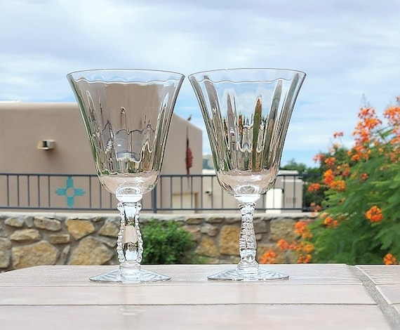 Vintage Wine Glasses, Two (6-1/2") Crystal Fostoria