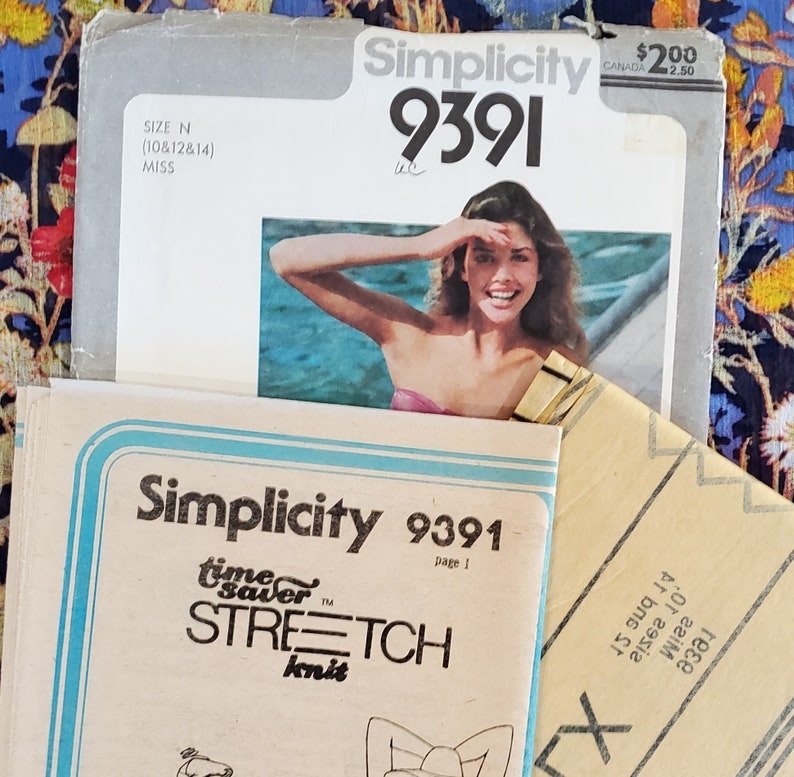 80s Swimsuit Pattern Bikini and Shorts Pattern Size 10-14 UNCUT Bathing-suit Pattern Simplicity 9391 Two Pieces Swimsuit