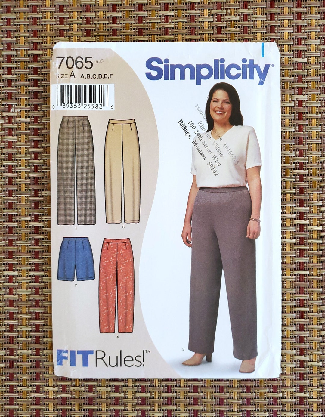 Pants Pattern, UNCUT, Simplicity 7065, Size A Waist 36-37, Plus Size ...