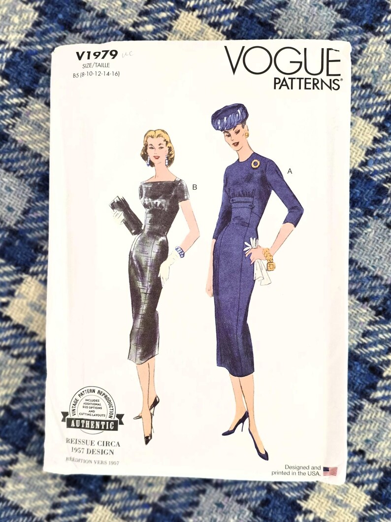 V1979 Pattern 50s Style Dress Pattern, UNCUT, Vogue 1979, Size 8-16, Authentic Vogue ...