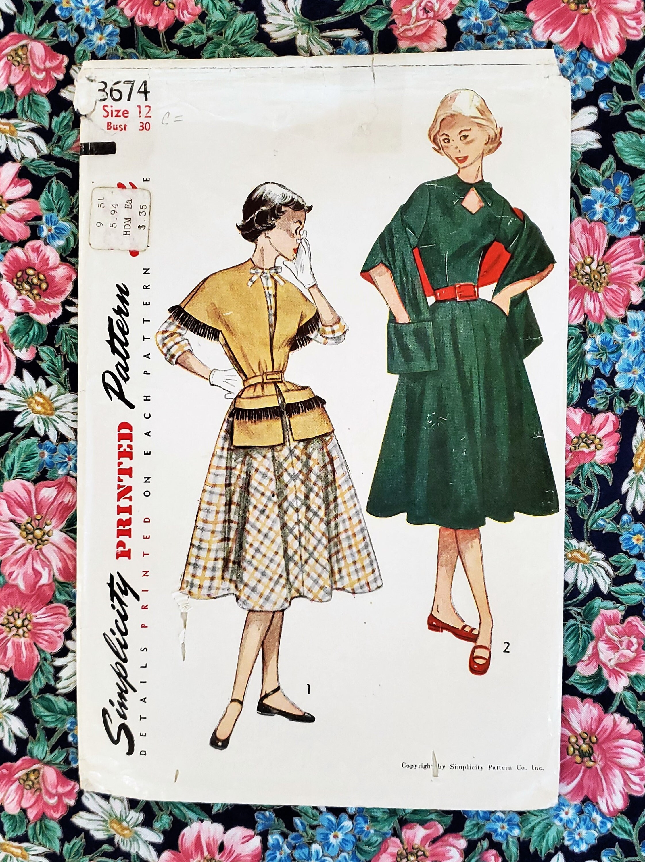 1950er Jahre Kleid Muster Einfachheit 3674 Grosse 12 50er Etsy