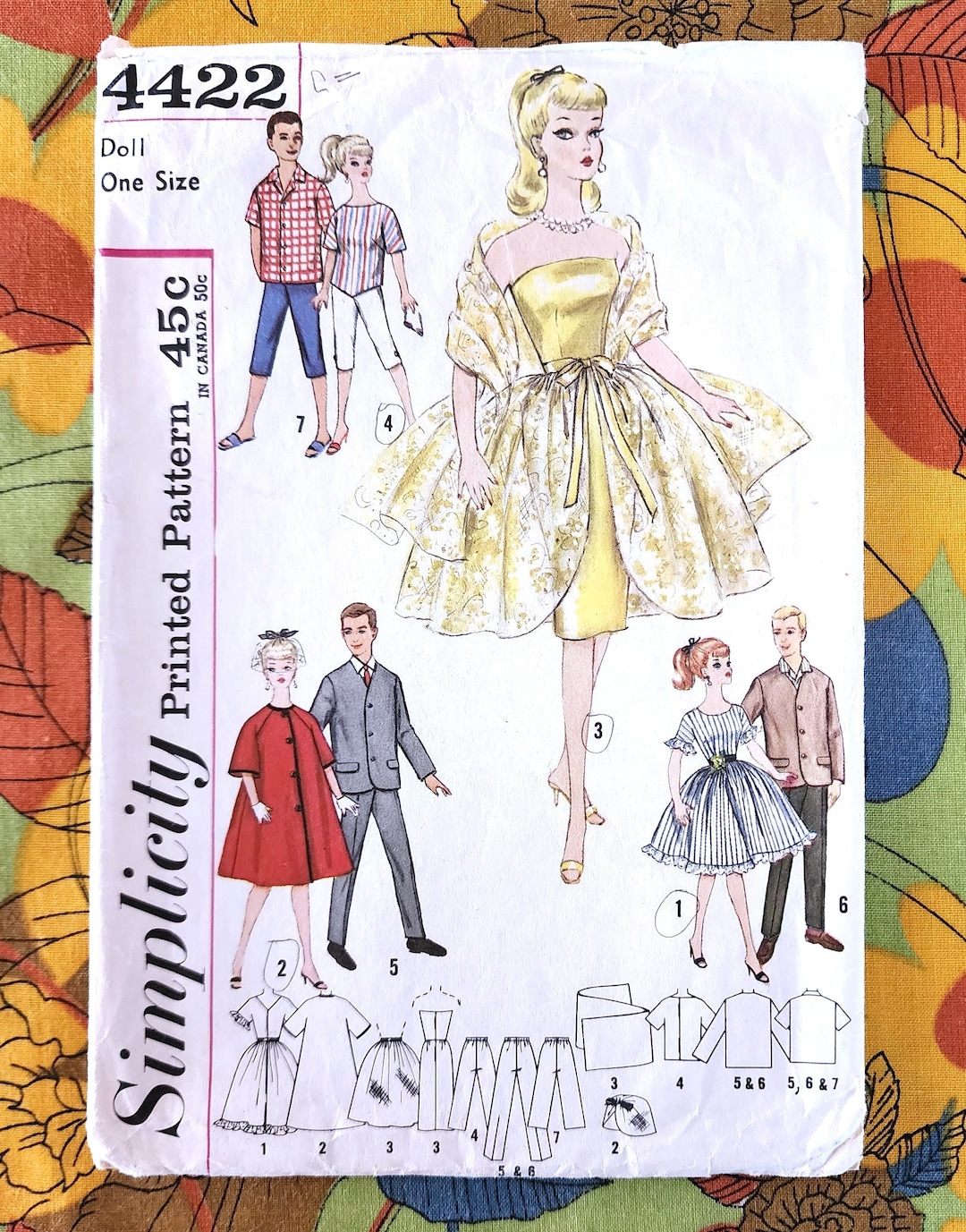 60's Barbie & Ken Clothes Pattern, Simplicity 4422, Fits Barbie 11.5