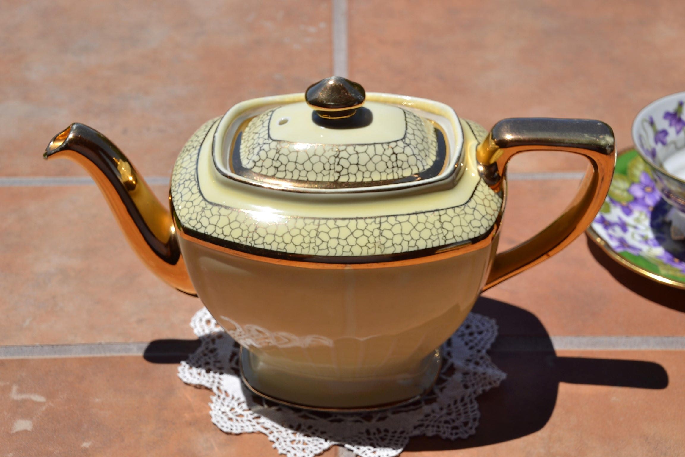 Hall Hollywood Teapot Hall Yellow & Gold Teapot Vintage Etsy