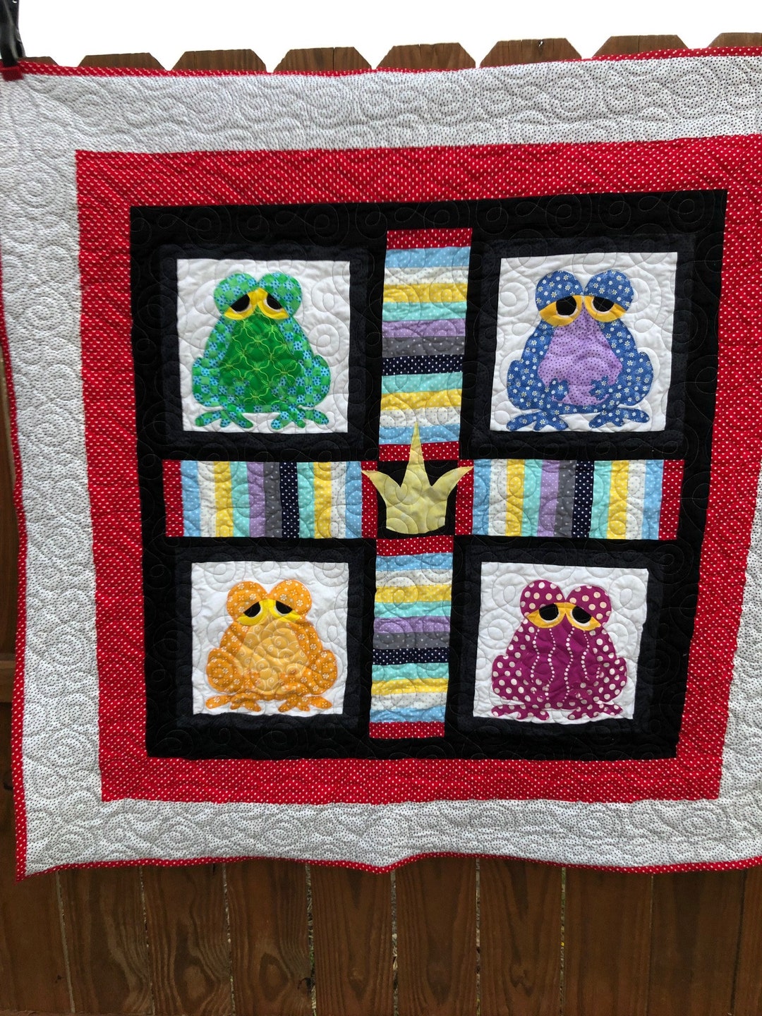 Frog, Frog Quilt, Baby Blanket, Frog Quilt, Frog Blanket Etsy