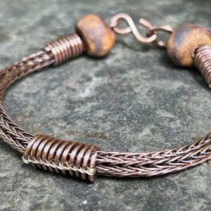 Viking knit bracelet, copper bracelet, wire wrapped jewelry