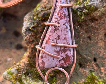 Large statement copper necklace with Viking knit chain