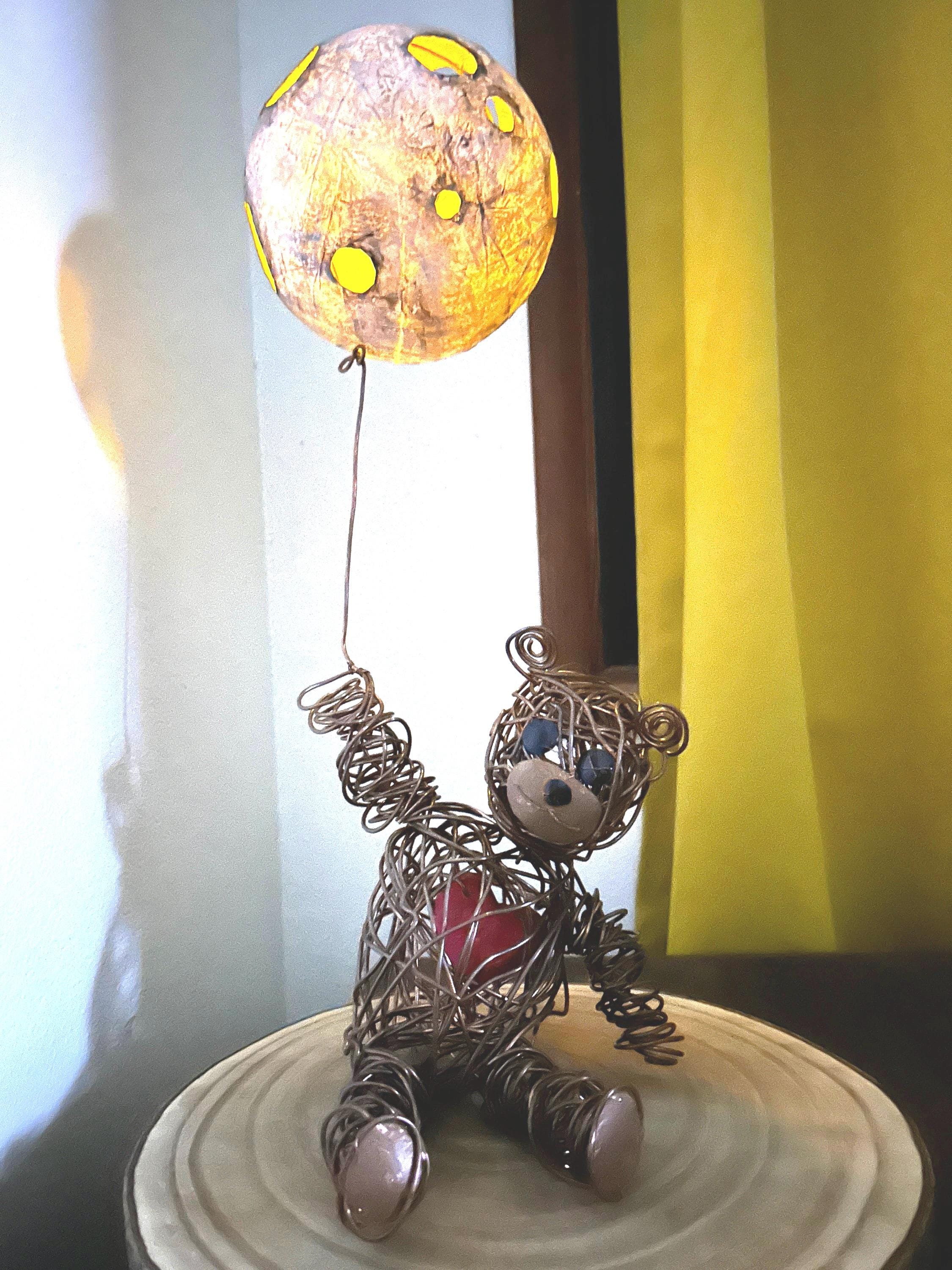Bear Wire Sculpture, Whimsical Art, Copper Decor, Recycled Paper Sculpture, Paper Moon, Metal Bear, Wedding Anniversary Gift - Etsy Bear Wire Sculpture, Whimsical Art, Copper Decor, Recycled Paper Sculpture, Paper Moon, Metal Bear, Wedding Anniversary Gift - Etsy