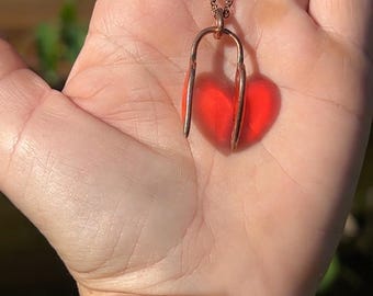 Copper Hidden heart suncatcher pendant