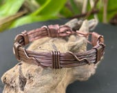 Wide Copper Wire Bracelet, Copper Cuff, Wire Jewelry