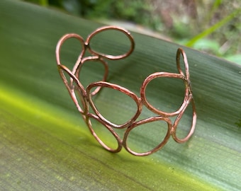 Wide solid copper cuff bracelet, adjustable bracelet