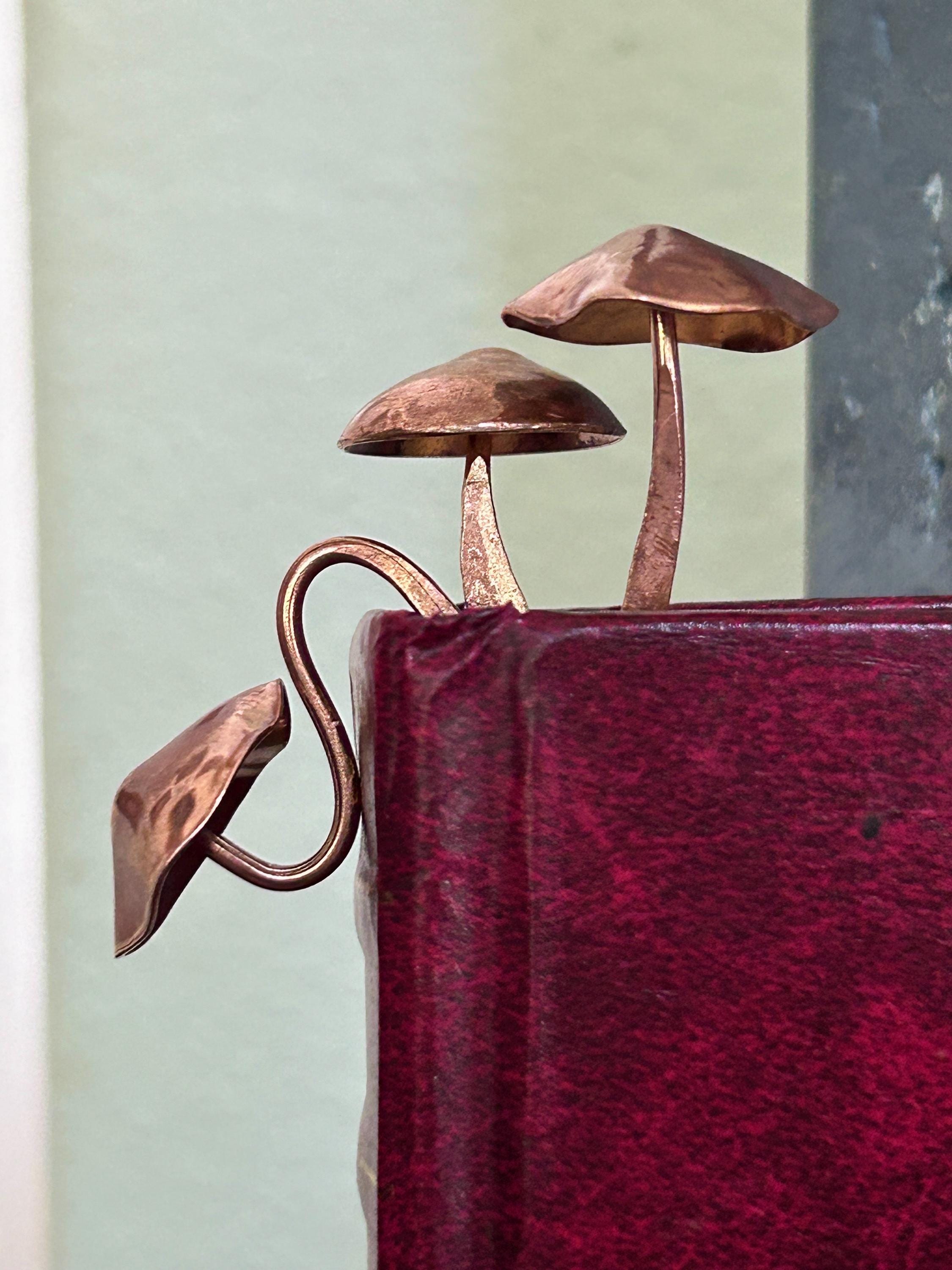 3 Copper mushrooms bookmarks, book decoration, magic mushrooms, library decor, whimsical book, gift for mom, graduation gift