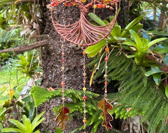 3D oak tree of life sculpture, automn art, tree suncatcher, thanksgiving decoration, crystal light catcher, spinning sculpture, fall decor