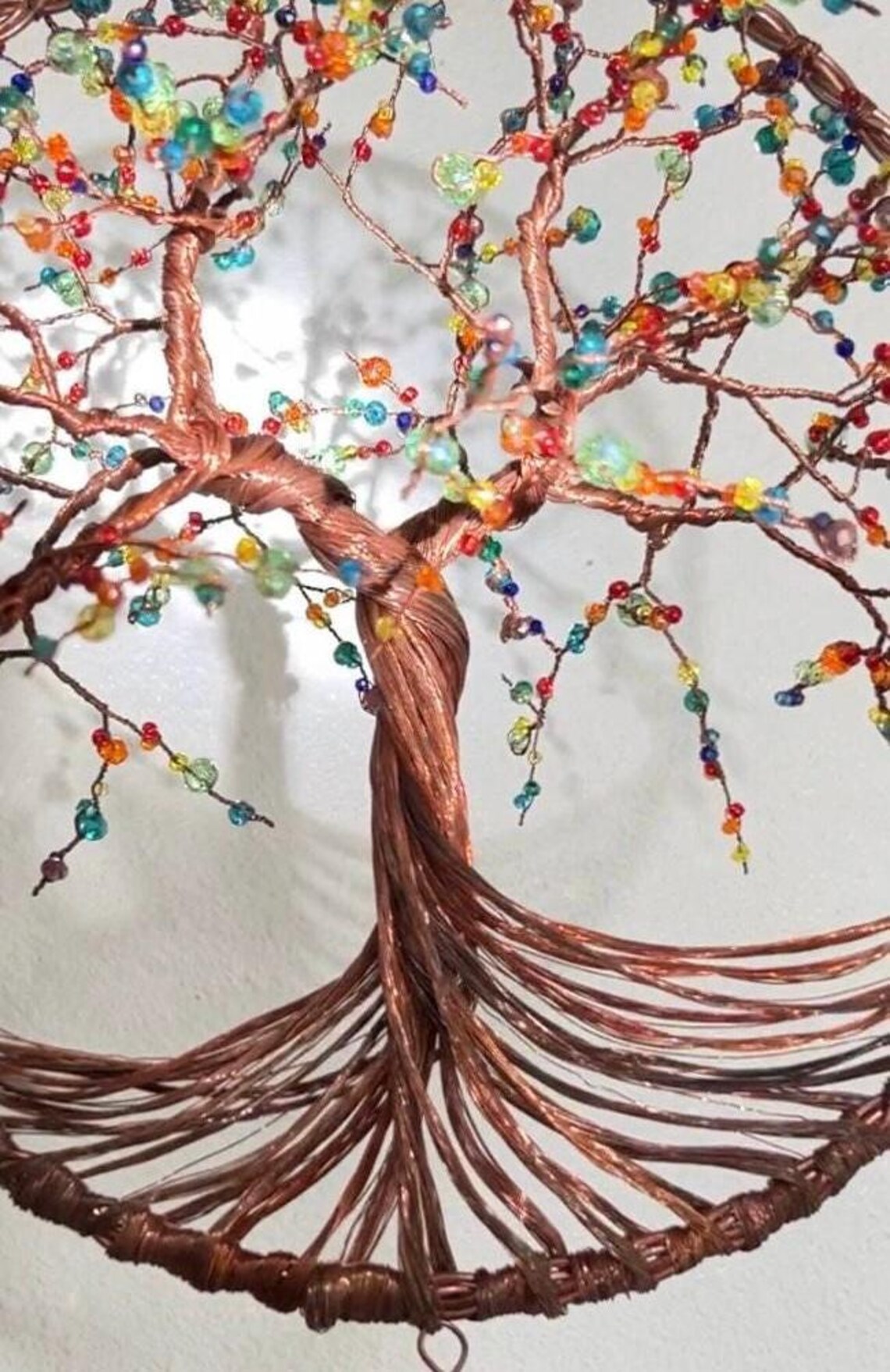 12 Rainbow 3D Tree of Life Sculpture, Copper Decor, Wedding Anniversary