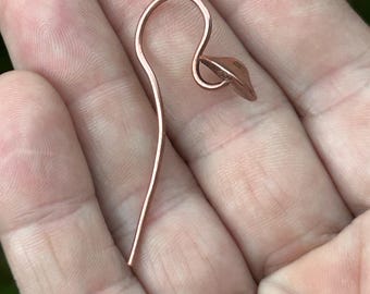 solid copper mushroom earring, upcycled metal jewelry, minimalist dangles
