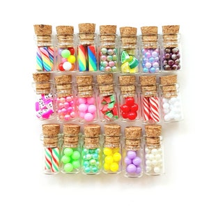 Miniature Candy Jars: Dollhouse Fairy Garden Food Bottles, 1/12 Scale Mini Sweets