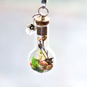 Terrarium Necklace Unique Gift for Women Dried Flower Necklace Spring Summer Birthstone Floral Nature Jewelry Glass Bottle Necklace Moss
