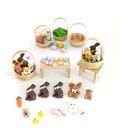 Miniature Easter Basket Fillers – 1:12 Scale Dollhouse Accessories, Bunnies, Eggs, Candy
