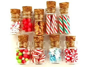 Miniature Christmas Candy Jar: Dollhouse Fairy Garden Accessory