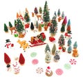 Miniature Christmas Dollhouse Accessories: Trees, Sled, Deer, Presents - Christmas Village Decor
