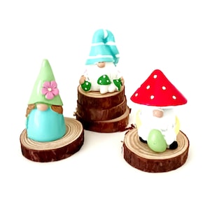 Miniature Gnome Set: Pastel Resin Fairy Garden Mushroom Decor - 3 piece