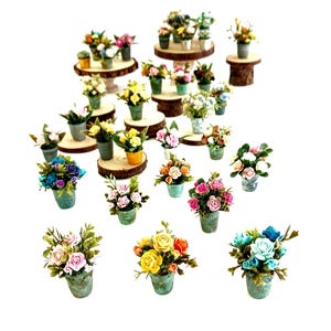 Dollhouse Miniature Plant in Thimble - Handmade Fairy Garden Accessory - Mini Flowers