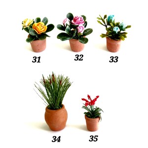 Miniature Plant in Clay Terracotta Pot - Dollhouse, Accessory, Fairy Garden Decor - Miniature Flowers - OOAK Artisan Handmade image 8