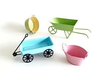 Melody Jane Dollhouse Miniature - 1:12 Scale Blue Wheelbarrow Garden Accessory, Metal & Wood, 5" Long - View #9