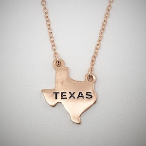 Texas State Anhänger Halskette, vergoldet, Dankeschön Geschenk, Geburtstagsgeschenk, Abschlussgeschenk, Reise Schmuck, Freundschaft Geschenk
