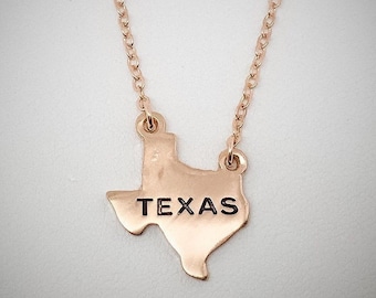 Texas State Pendant Necklace, Gold-Plated, Thank You Gift, Birthday Gift, Graduations Gift, Travel Jewelry, Friendship Gift