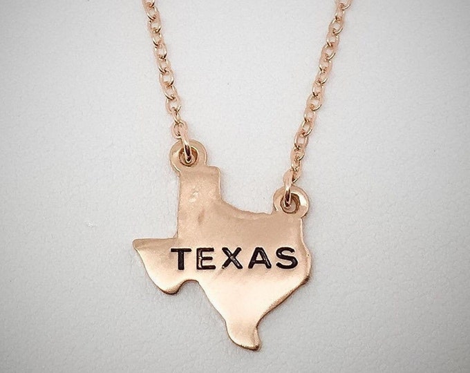 Texas State Pendant Necklace, Gold-Plated, Thank You Gift, Birthday Gift, Graduations Gift, Travel Jewelry, Friendship Gift