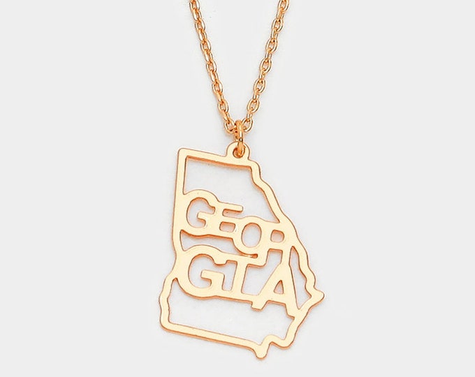 Georgia State Pendant Necklace, Silver-Plated, Gold-Plated, Thank You Gift, Birthday Gift, Graduations Gift, Travel Jewelry, Friendship Gift