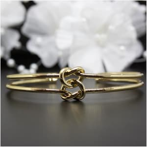 Elegant Double Love Knot Cuff Bangle, Rose Gold-Plated, Gold-Plated, Silver-Plated, Thank You Gift, Birthday Gift, Travel Jewelry | B016