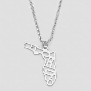 Florida State Pendant Necklace, Silver-Plated, Thank You Gift, Birthday Gift, Graduations Gift, Travel Jewelry, Friendship Gift