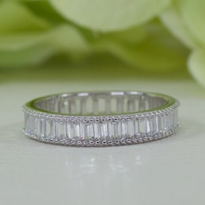 Elegant High End Design Emerald Eternity Band Cubic Zirconia In 925 Sterling Silver, Anniversary Ring, Promise Ring, Travel Ring | 065
