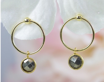 Sophisticated Natural Labradorite Dangle Earrings In Gold-Plated Sterling Silver, Birthday Gift, Anniversary Gift, Thank You Gift
