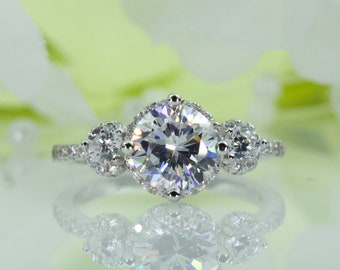 925 Sterling Silver 3-Stone Engagement Ring With Round & Baguette CZ – Size 7.25 - View #3