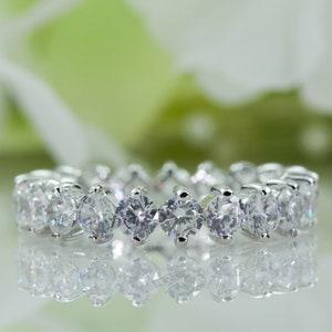 4.00 Ct Round Eternity Wedding Band Cubic Zirconia In Sterling Silver, Promise Ring, Anniversary Ring, Travel Ring | 128