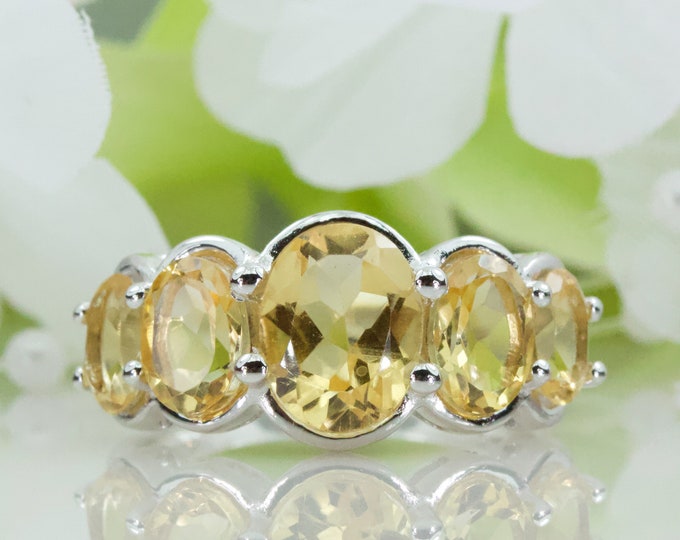 Stunning 4.26 Carat Natural Citrine Sterling Silver Ring, Anniversary Ring, Promise Ring, Engagement Ring, Travel Ring, Birthday Gift | Q014