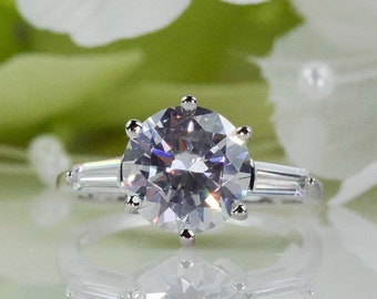 Clearance — 2.50 Ct. Round Fine Quality Cubic Zirconia Engagement Ring In Sterling Silver, Proposal Ring, Promise Ring, Travel Ring | 031