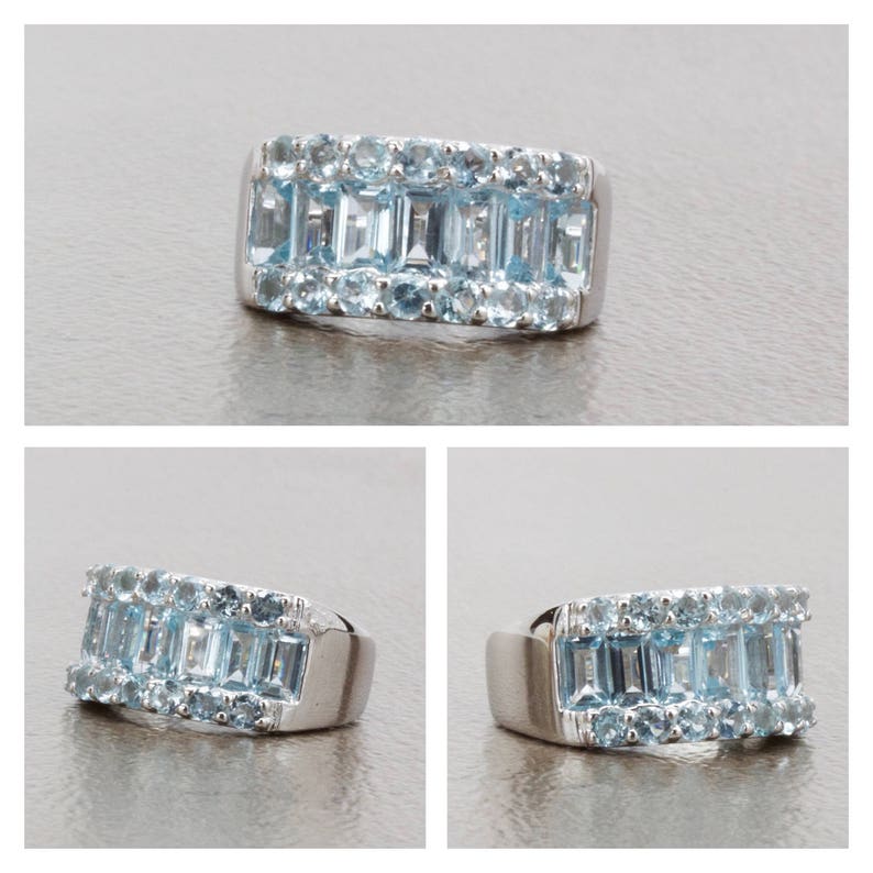 Details about / Natural Blue Topaz Handmade Sterling Silver Statement Cocktail Ring for Women